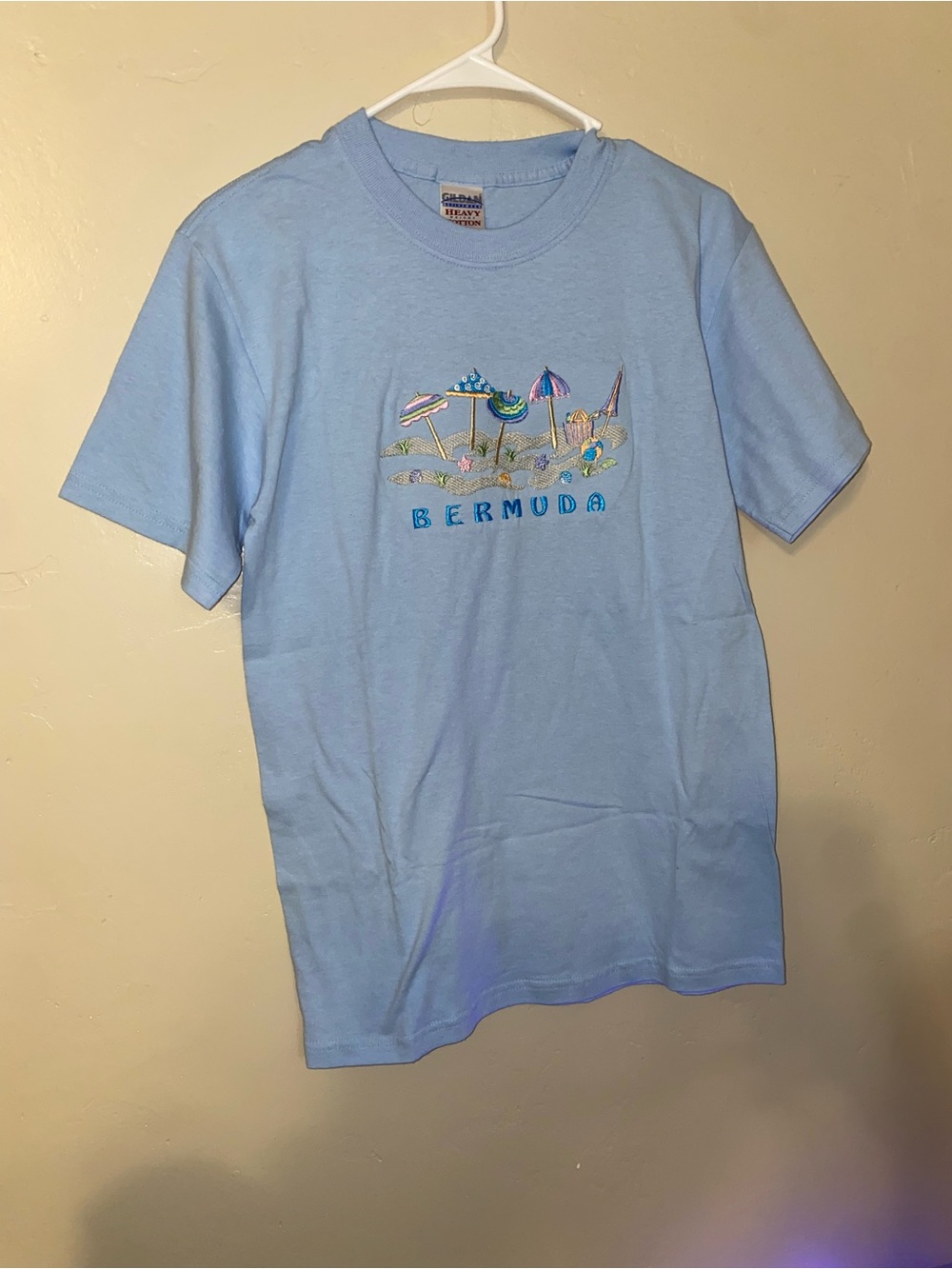 Gildan Light Blue Bermuda Graphic T‑Shirt